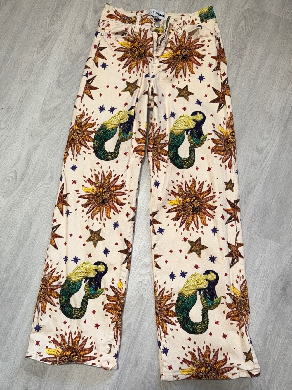 Mermaid print wide leg pants